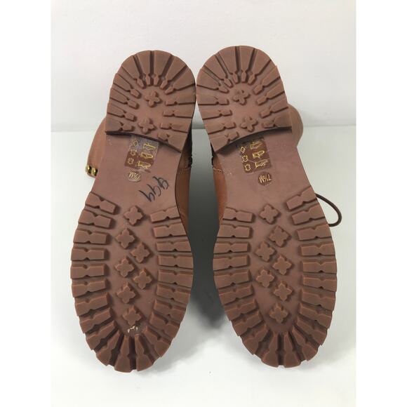 J. Crew Gwen Boots Leather Lace Up Side Zip Brown Women's 7.5 - Picture 8 of 11